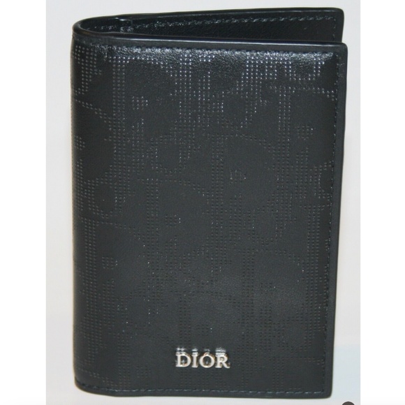 Christian Dior Monogram Perforated Leather Black Compact Wallet - Picture 1 of 5